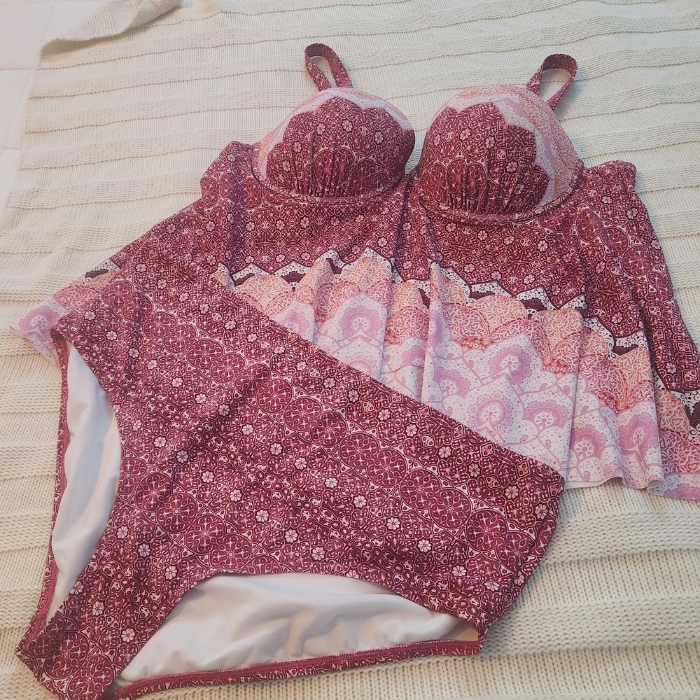 Swimsuits For All Red and White Bikini Set